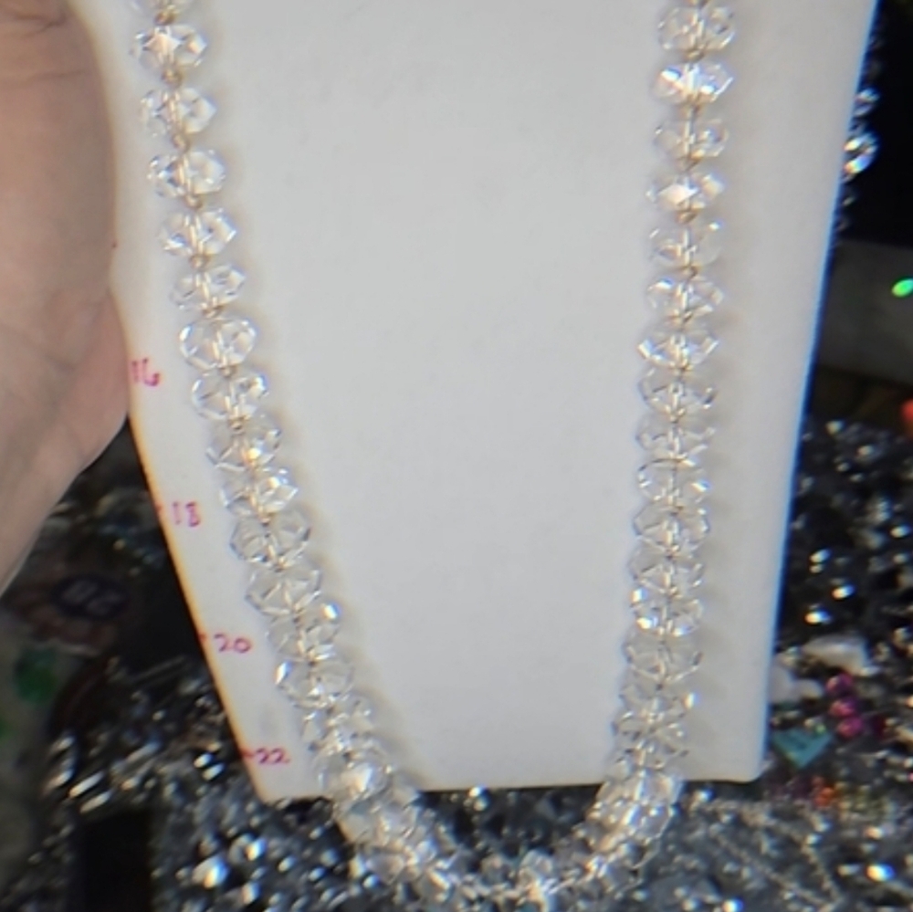 ***SOLD Vintage 24 + In Clear Quartz Multi Faceted Rock Crystal Necklace - Picture 12 of 12
